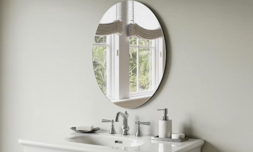 oval frameless wall mirror