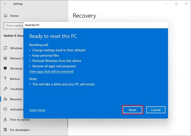 Reset Windows 11 PC
